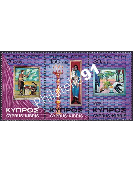 Chypre, n° 420 à 422, triptyque, collection timbres Europa