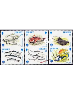 Timbres de JERSEY n° 844 à 849 - Poissons de mer