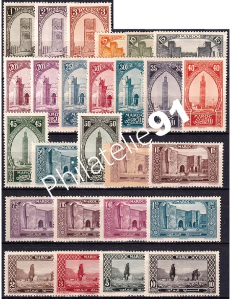 MAROC, n° 98 à 123 charnière, collection timbres colonies françaises
