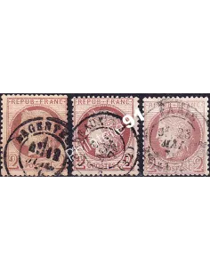Timbres Classiques n° 51 oblitérés, 3 nuances, timbres France
