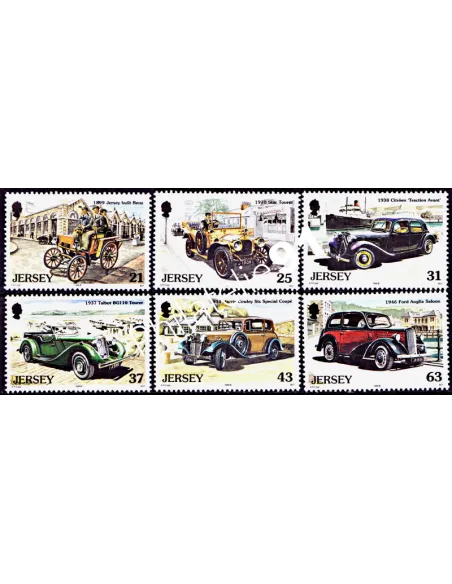 Timbres de JERSEY n° 885 à 890, Vieilles automobiles, timbres d'Europe