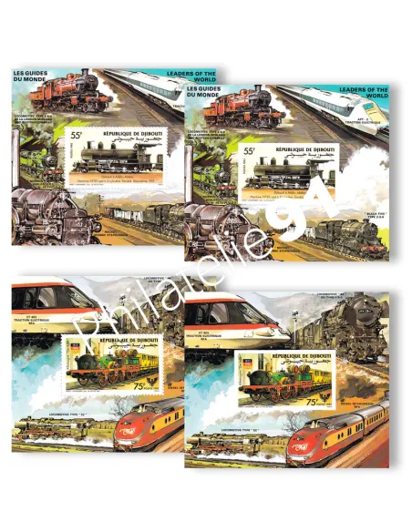 Djibouti, blocs spéciaux n° 603 à 604 dentelé + ND, timbres colonies