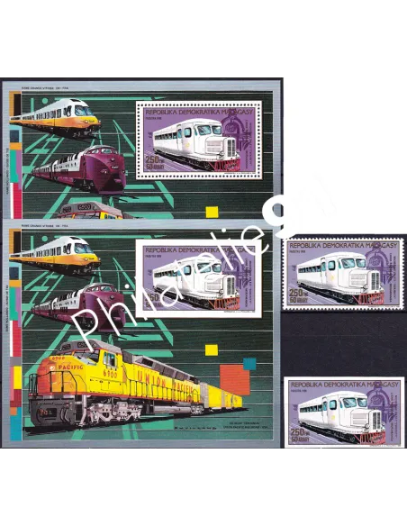 Madagascar, n° 887, TP et BF dentelés + ND , timbres colonies