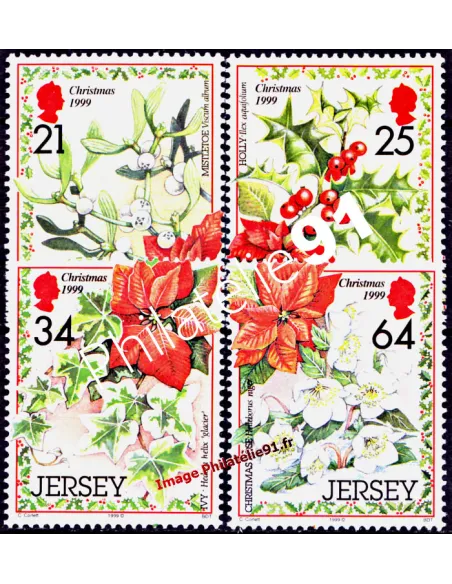 JERSEY - n°  911 à 914 - Noël - Flore des fêtes