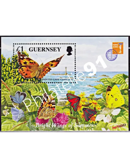 Timbre de GUERNESEY - BF n° 36 - PAPILLONS