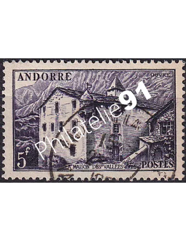Timbre n° 124 oblitéré, collection timbre Andorre Français