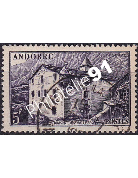 Timbre n° 124 oblitéré, collection timbre Andorre Français