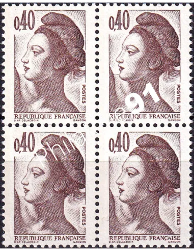 Variété sur bloc de 4 timbres n° 2183h, collection timbres France