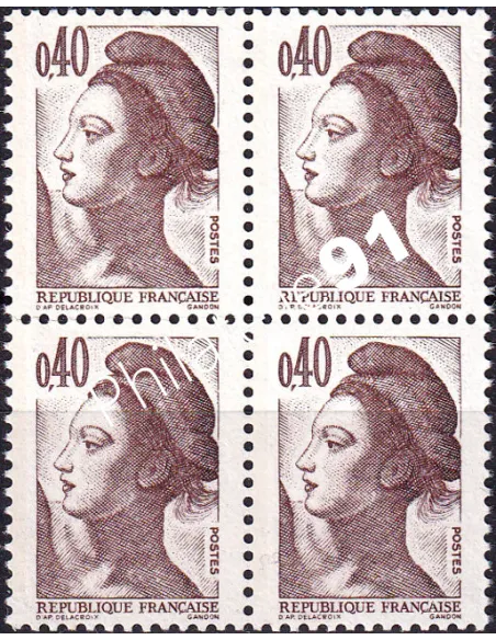 Variété sur bloc de 4 timbres n° 2183h, collection timbres France