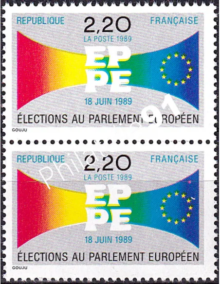 Variété sur timbre n° 2572b, en paire, collection timbres France