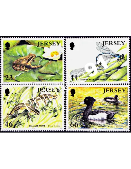 Timbres de JERSEY n°  979 à 982 - Faune aquatique. L'eau, richesse nature