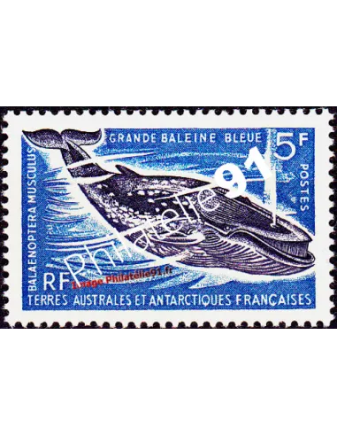 Timbre des TAAF n°  22, Grande baleine bleue, timbres des Dom Tom