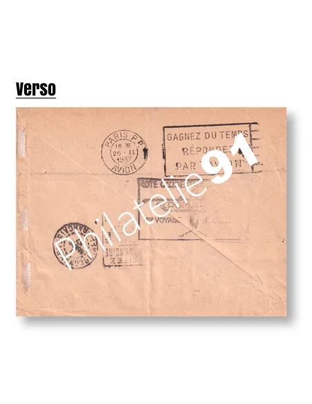 Enveloppe 1er vol "France-Cote occidentale d'Afrique", lettres France