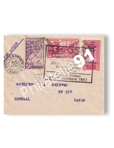 Soudan français, 1er service aérien Bamako-France, Lettres Colonies