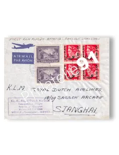 Indes néerlandaises, 1er vol KLM "Batavia-Shanghai", Lettres Monde