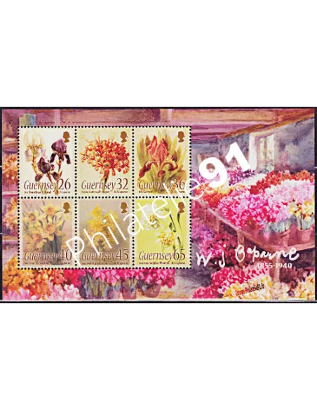 Timbres de GUERNESEY, bloc n° 56, FLEURS, collection timbres d'Europe