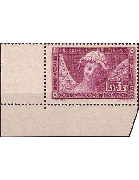 Timbre n° 256 neuf, avec coin de feuille, collection timbres de France