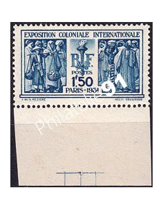 Timbre n° 274, bord de feuille et repère, collection timbres France