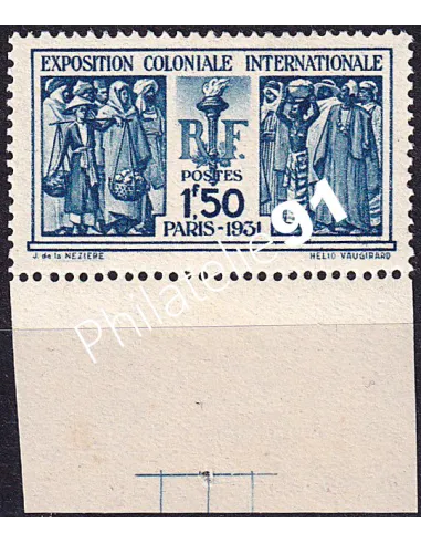 Timbre n° 274, bord de feuille et repère, collection timbres France