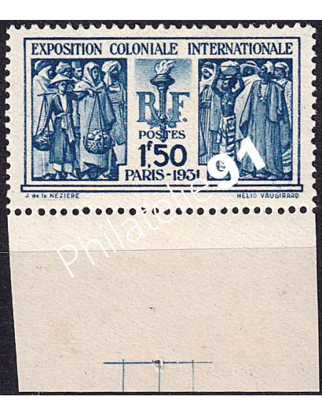 Timbre n° 274, bord de feuille et repère, collection timbres France