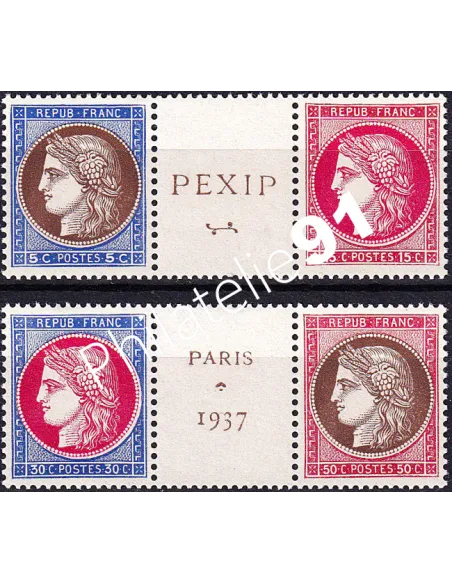 Timbres n° 348 à 351, 2 paires issues du BF n° 3, timbres France