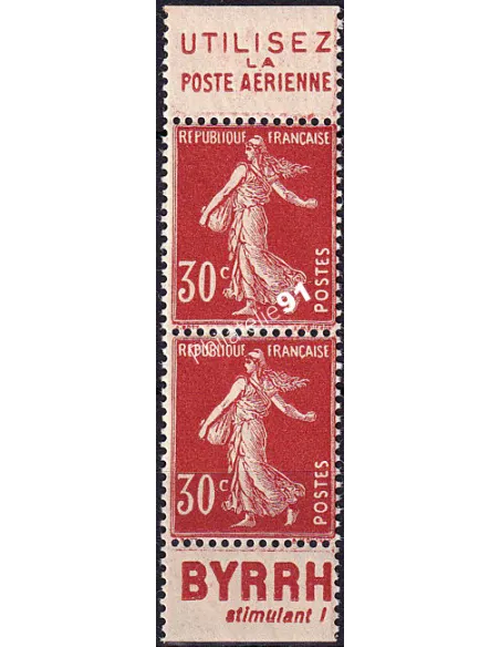 Timbre n° 360b, paire avec bande pub, timbres France