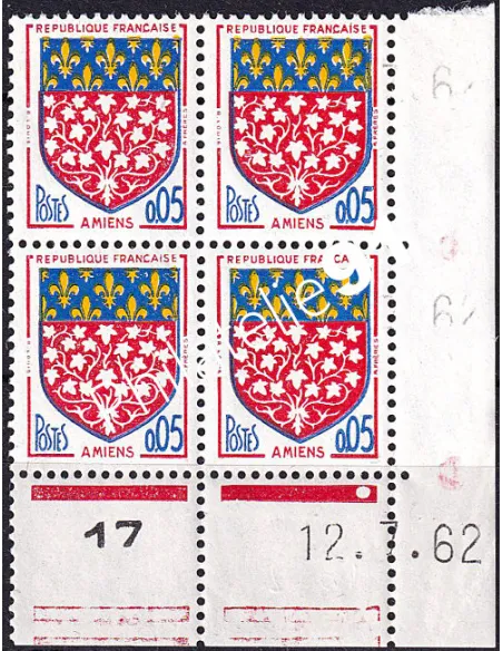 Coin daté sur timbre neuf n° 1352, collection timbres France