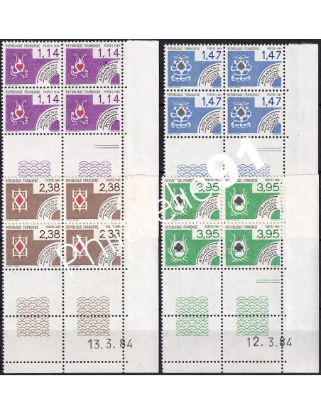 Coin daté sur timbres préoblitéré n° 182 à 185, timbres France