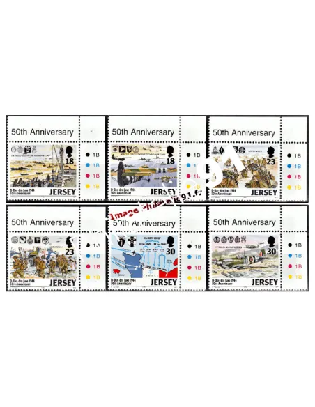 Timbres de Jersey n° 653 à 658 - Débarquement allié en Normandie
