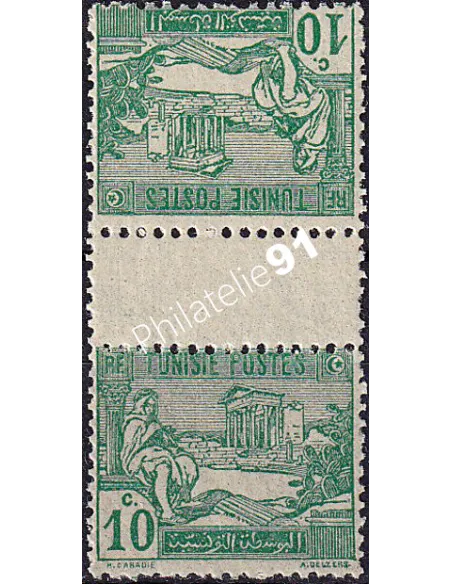 TUNISIE, n° 76a neuf, paire tête-bêche, Qualité TB, Colonies