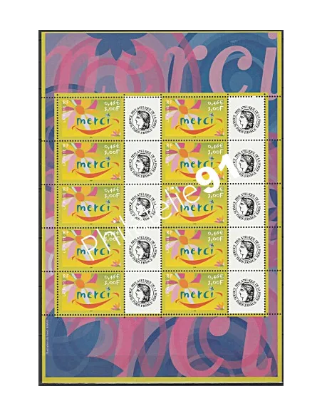 Feuille personnalisée n° 3433A Cérès, Merci, collection timbres France