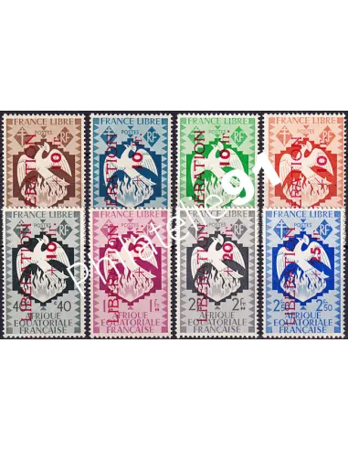 A.E.F., n° 183 à 190 charnière, collection timbres colonies françaises