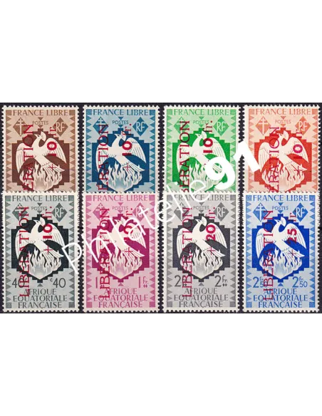 A.E.F., n° 183 à 190 charnière, collection timbres colonies françaises