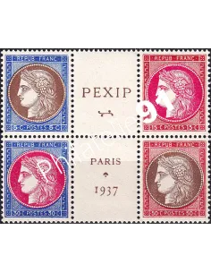 Timbres n° 348 à 351, bloc de 4 central du BF n° 3, timbres France