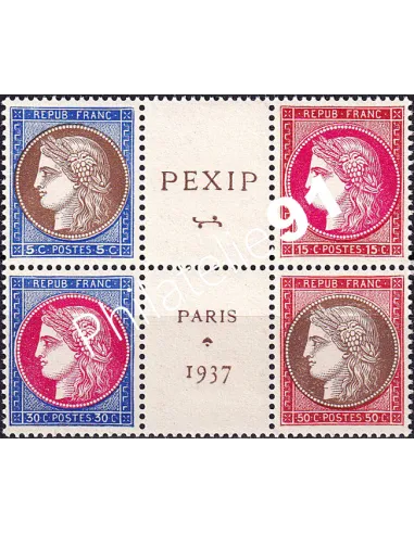 Timbres n° 348 à 351, bloc de 4 central du BF n° 3, timbres France