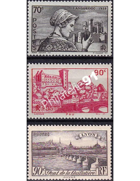 Timbres n° 448 à 450 neufs, collection timbres France