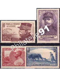 Timbres n° 454 à 457 neufs, collection timbres France