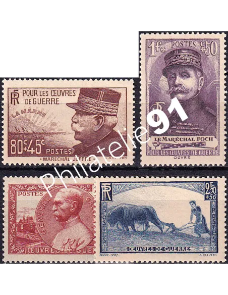Timbres n° 454 à 457 neufs, collection timbres France