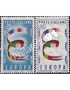 Timbres d'Italie n° 744 et 745 - EUROPA 1957