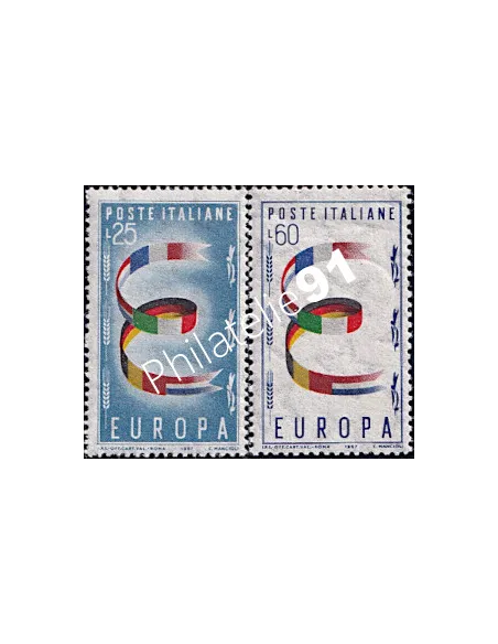 Timbres d'Italie n° 744 et 745 - EUROPA 1957