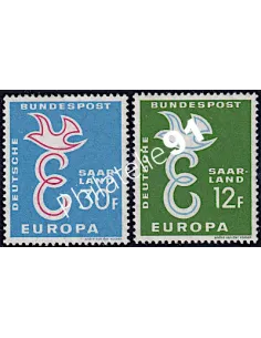 Timbres de SARRE n° 421 et 422 , EUROPA 1958,colonies Francaise