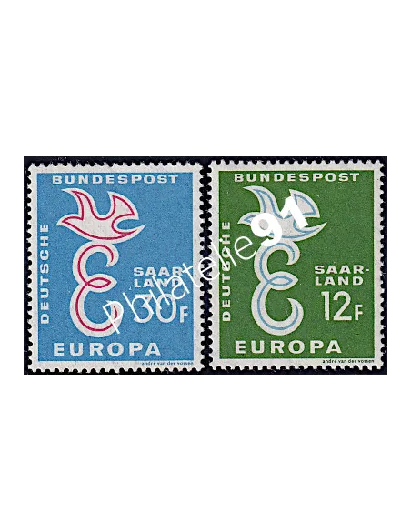 Timbres de SARRE n° 421 et 422 , EUROPA 1958,colonies Francaise