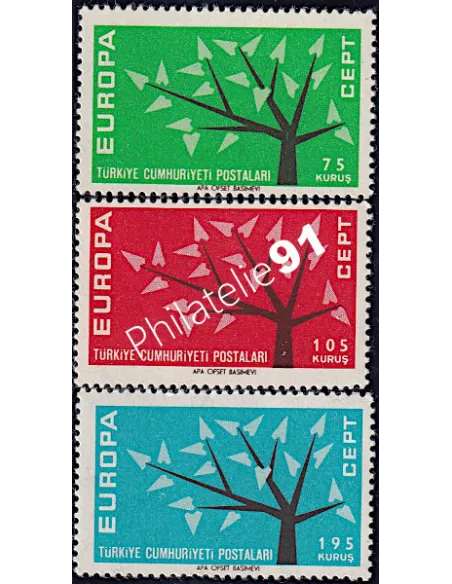 TURQUIE n° 1627 à 1629 - EUROPA 1962, collection timbres EUROPE