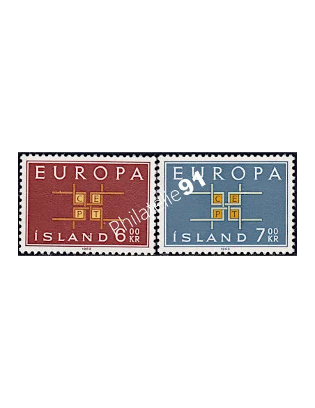 Timbres d'Islande n° 328 et 329 - EUROPA 1963
