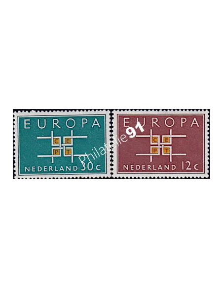 Timbres des PAYS-BAS n° 780 et 781 - EUROPA 1963