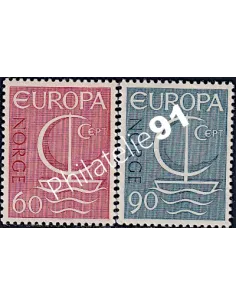 Timbres de NORVÈGE n° 501-502, EUROPA 1966, collection timbres Europe