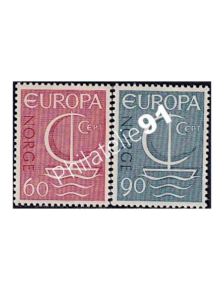 Timbres de NORVÈGE n° 501-502, EUROPA 1966, collection timbres Europe