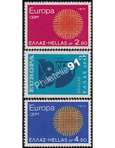 Timbres de Grèce n° 1020 à 1022, EUROPA 1970, timbres d'europe
