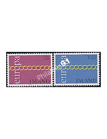 Timbre d'Islande n° 404-405, EUROPA 1971, Timbres d'Europe