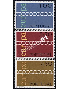 Timbres du Portugal n° 1107 à 1109, EUROPA 1971, Timbres d'Europe